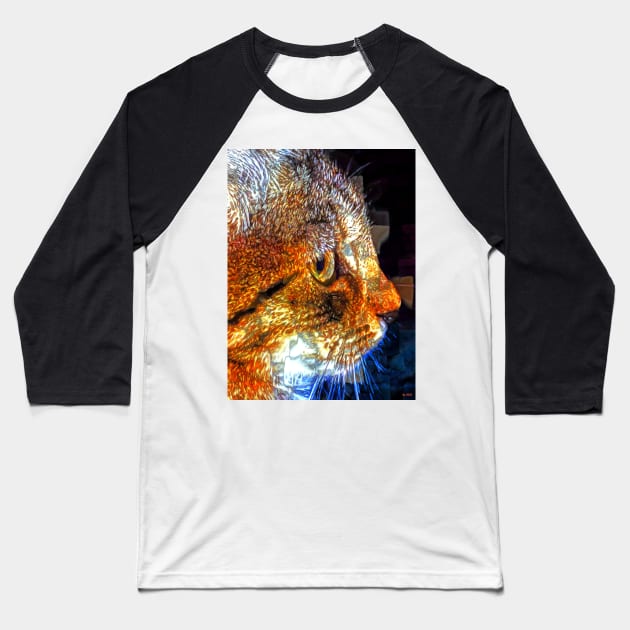 Cat Profile Baseball T-Shirt by danieljanda